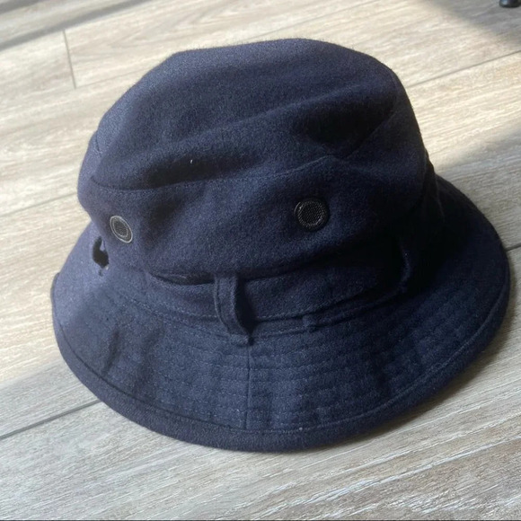 Navy Blue  Wool Blend Buckle Hat - Picture 5 of 15